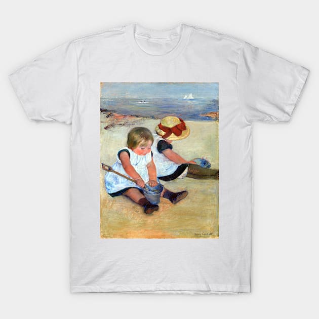 Mary Cassatt Children Playing on the Beach T-Shirt by pdpress